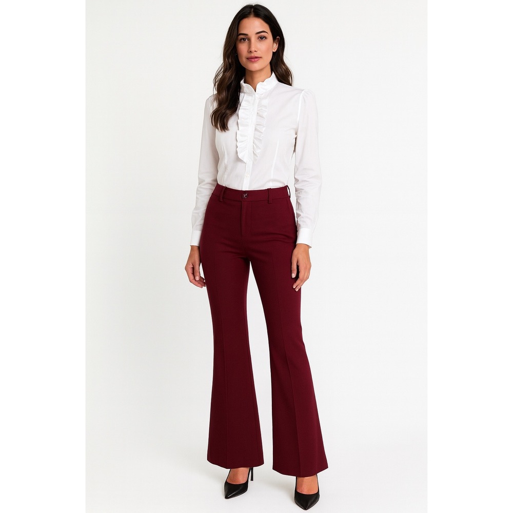 Marc‎ Jacobs Burgundy Wool Blend Flare Trousers Dress Pants Size 8